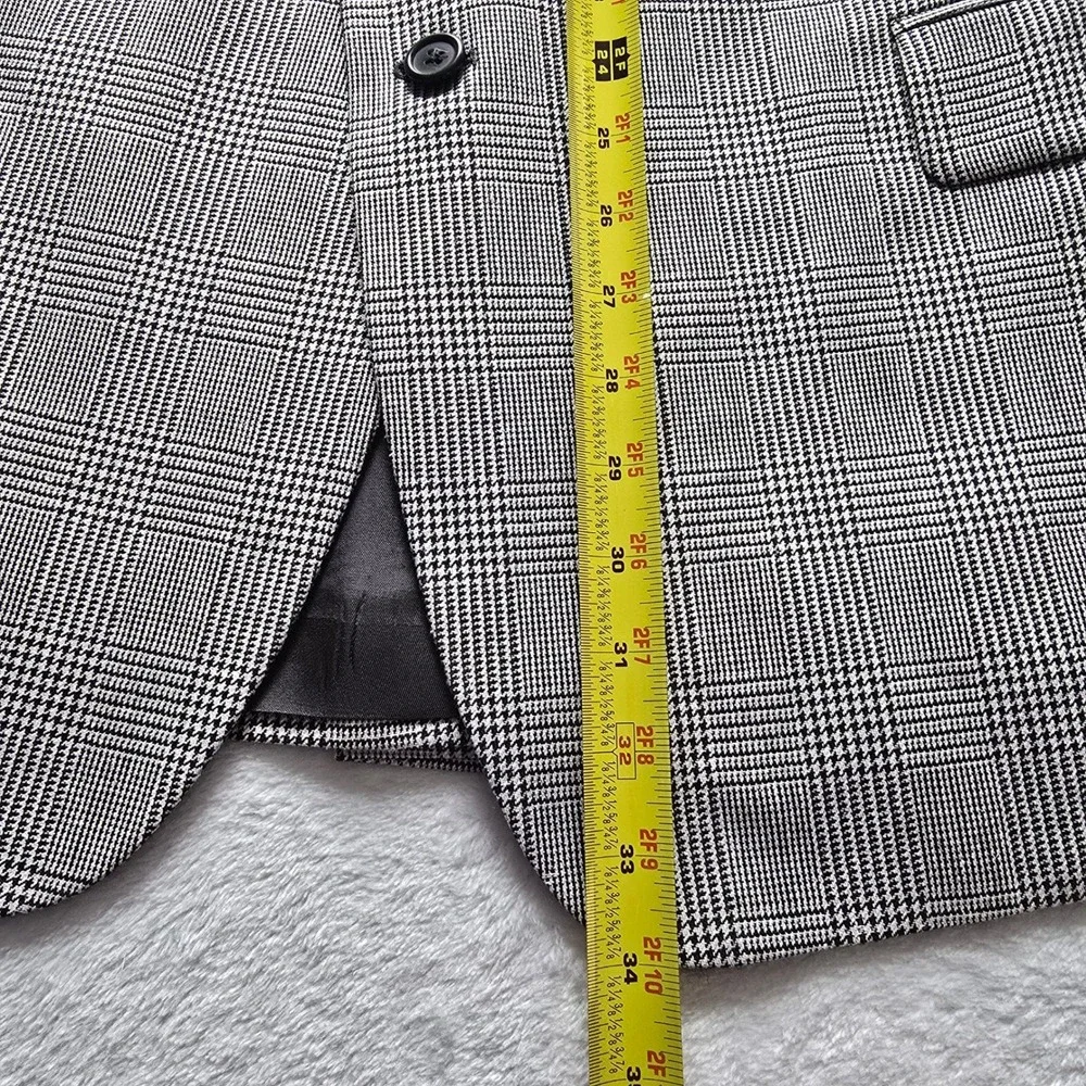 Jos A Bank Mens 48R Silk‎ Wool Blend Glen Plaid Blazer Sport Coat Black White